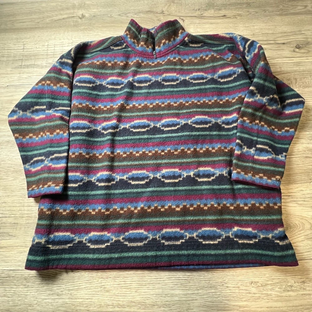 Pasta Fleece Pullover Mens Medium Multicolor Southwestern Quarter Zip Geometric